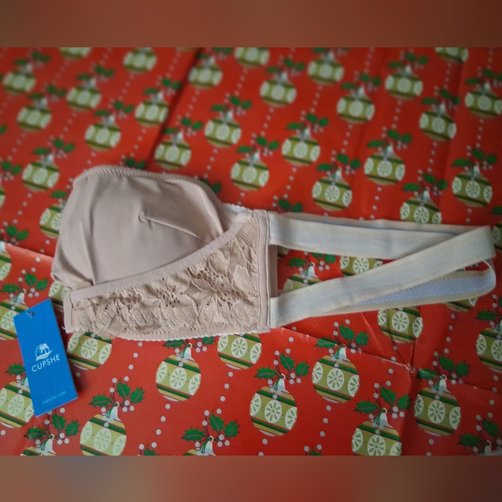 🔥MWT CUPSHE Women's NUDE Lace Bandeau Bra - Picture 9 of 10